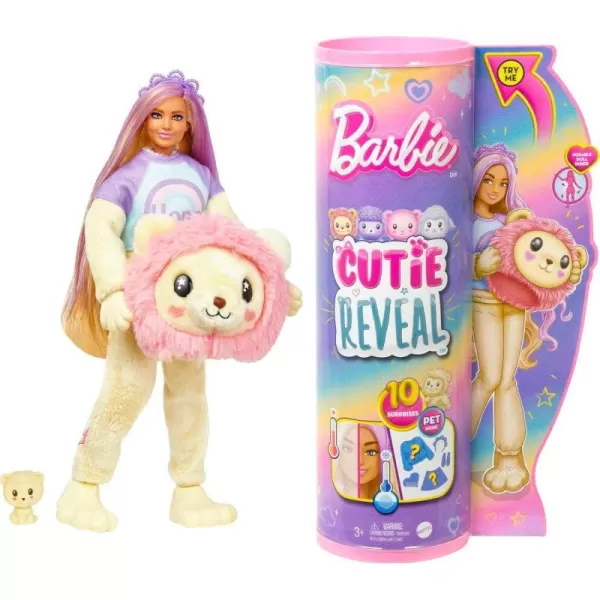 Barbie Cutie Reveal Doll with Blonde Hair amp Lion Plush Costume 10 Suprises Include Accessories amp Pet Styles May VaryLion