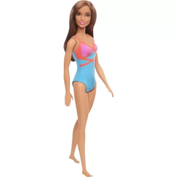 Barbie Doll Brunette Wearing Blue Pink and Orange Swimsuit for Kids 3 to 7 Years OldBarbie Doll Brunette Wearing Blue Pink and Orange Swimsuit for Kids 3 to 7 Years Old