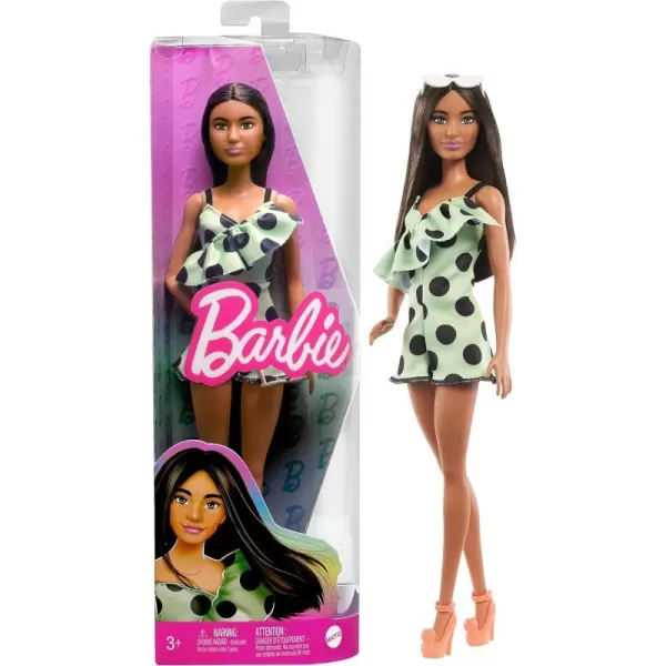 Barbie Doll Kids Toys Curly Black Hair and Petite Body Type Fashionistas Y2KStyle Clothes and AccessoriesGreen Polka Dots