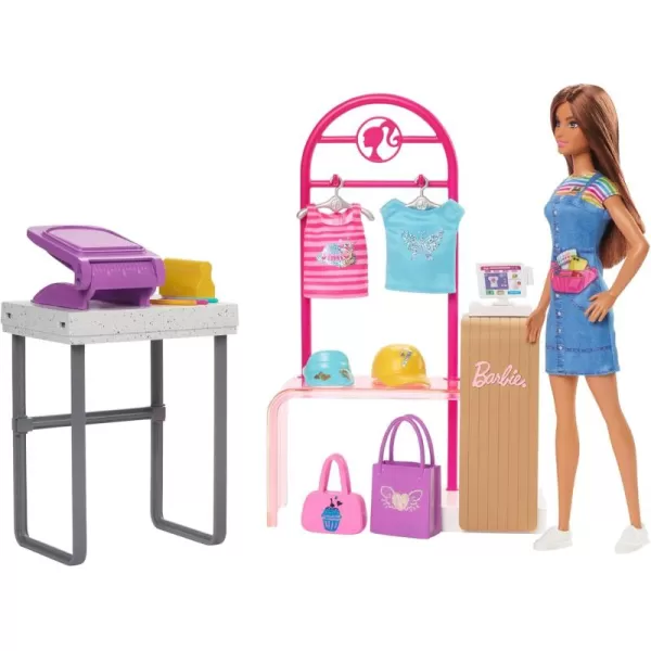 Barbie Doll ampamp Accessories Make ampamp Sell Boutique Playset with Display Rack Create Foil Designs