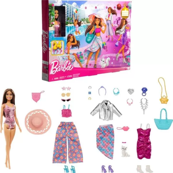 Barbie Doll and Fashion Advent Calendar 24 Clothing and Accessory Surprises Like Swimsuit Dress Hat and Pet KittenBarbie Doll and Fashion Advent Calendar 24 Clothing and Accessory Surprises Like Swimsuit Dress Hat and Pet Kitten