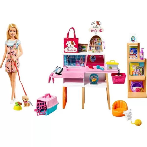 Barbie Doll and Playset Pet Boutique with 4 Pets ColorChange Grooming Feature and 20 Themed AccessoriesBarbie Doll and Playset Pet Boutique with 4 Pets ColorChange Grooming Feature and 20 Themed Accessories