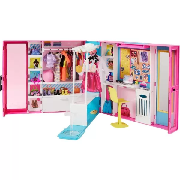 Barbie Dream Closet Playset with 30 Clothes and Accessories Including 5 Outfits Plus Mirror Desk and Rotating RackBarbie Dream Closet Playset with 30 Clothes and Accessories Including 5 Outfits Plus Mirror Desk and Rotating Rack