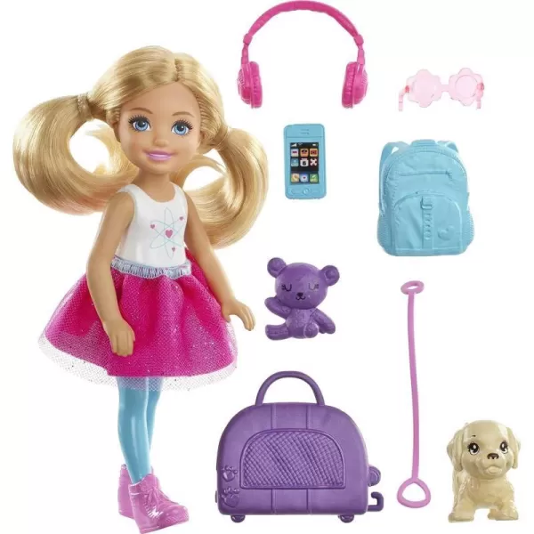 Barbie Dreamhouse Adventures Doll amp Accessories Travel Set with Blonde Chelsea Small Doll Puppy Carrier amp Backpack That OpensChelsea Single