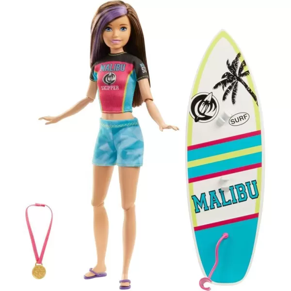 Barbie Dreamhouse Adventures Skipper Surf Doll approx 11inch in Surfing Fashion3 years and upwith AccessoriesBarbie Dreamhouse Adventures Skipper Surf Doll approx 11inch in Surfing Fashion3 years and upwith Accessories