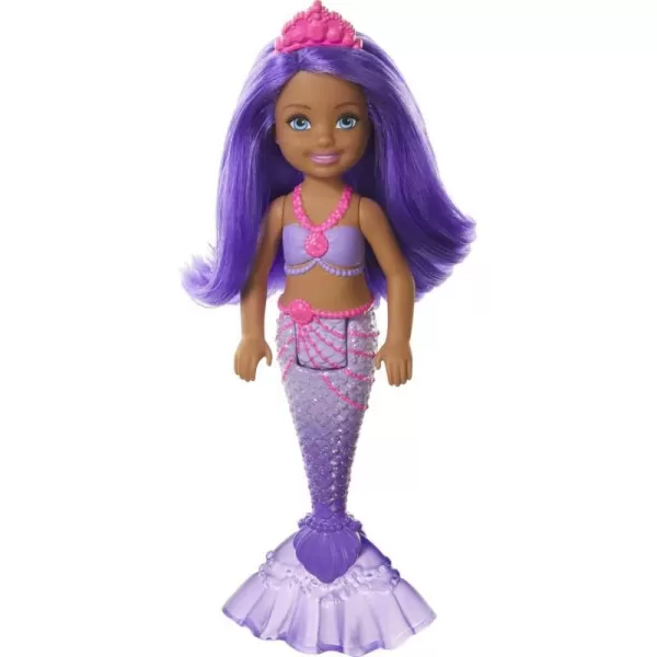 Barbie Dreamtopia Chelsea Mermaid Doll with Purple Hair amp Tail Tiara Accessory Small Doll Bends At WaistMulti