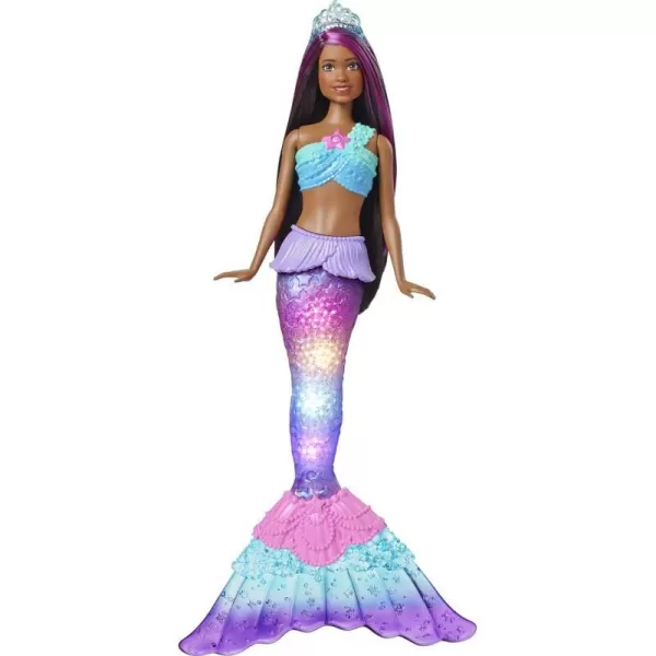 Barbie Dreamtopia Doll Mermaid Toy with WaterActivated LightUp Tail PinkStreaked Hair amp 4 Colorful Light Shows  12 inchesBrunette