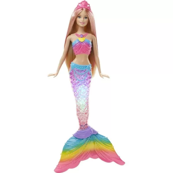 Barbie Dreamtopia Doll Rainbow Lights Mermaid with Glimmering LightUp Rainbow Tail Headband and Blonde HairTwinkle Lights