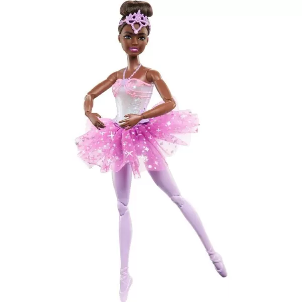 Barbie Dreamtopia Doll Twinkle Lights Posable Ballerina with 5 LightUp Shows Sparkly Purple Tutu Black Hair  TiaraBlack purple