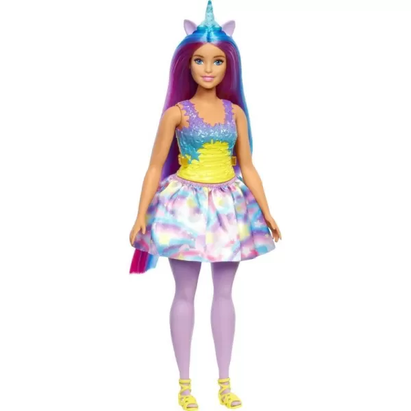 Barbie Dreamtopia Doll with Removable Unicorn Headband amp Tail Blue amp Purple Fantasy Hair amp Rainbow Skirt Unicorn ToyModern1 Multicolor