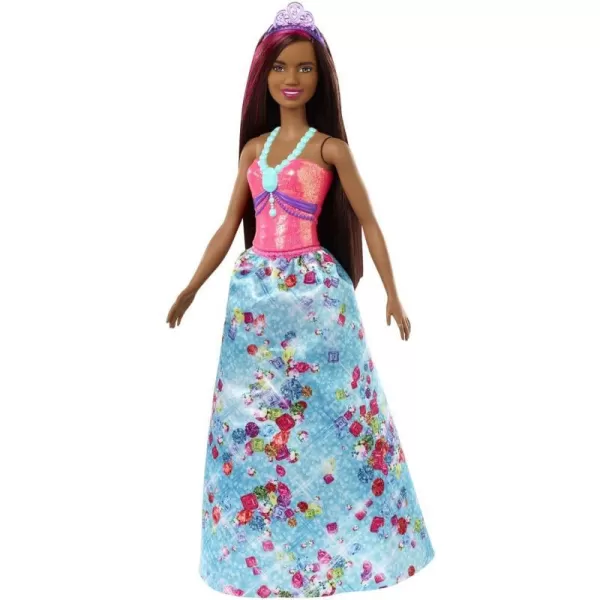 Barbie Dreamtopia Princess Doll 12inch Brunette with Pink Hairstreak Wearing Blue Skirt and Tiara for 3 to 7 Year OldsBarbie Dreamtopia Princess Doll 12inch Brunette with Pink Hairstreak Wearing Blue Skirt and Tiara for 3 to 7 Year Olds