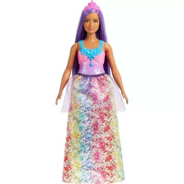 Barbie Dreamtopia Royal Doll with Curvy Body Purple Hair amp Sparkly Bodice Wearing Removable Skirt Shoes amp HeadbandModern4 Multicolor