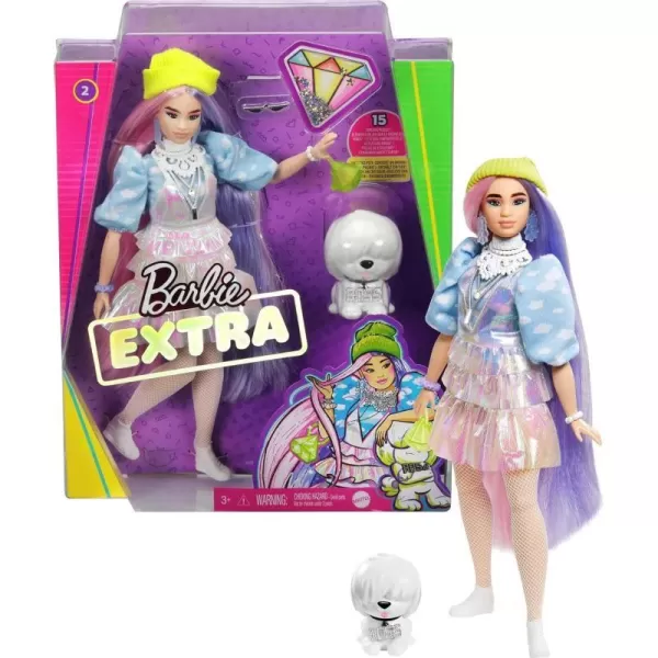 Barbie Extra Doll 2 in Shimmery Look with Pet Puppy Pink amp Purple Fantasy Hair Layered Outfit amp Accessories Including Neon Beanie Multiple Flexible Joints For Kids 3 Years Old amp UpBarbie Extra Doll 2 in Shimmery Look with Pet Puppy Pink amp Purple Fantasy Hair Layered Outfit amp Accessories Including Neon Beanie Multiple Flexible Joints For Kids 3 Years Old amp Up