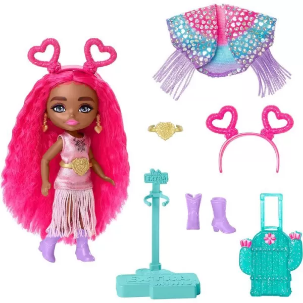 Barbie Extra Fly Minis Travel Doll Beach Look with PinkStreaked Pigtails in Swimsuit Sarong amp AccessoriesDesert