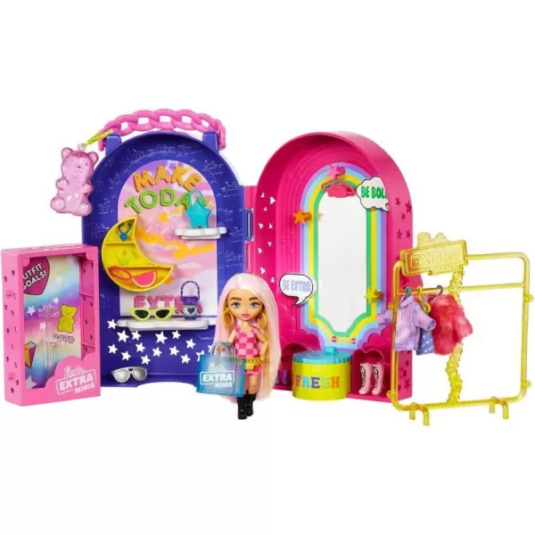 Barbie Extra Minis Doll and Fashion Playset with 15 Pieces Boutique with Small Doll Clothes and AccessoriesBarbie Extra Minis Doll and Fashion Playset with 15 Pieces Boutique with Small Doll Clothes and Accessories