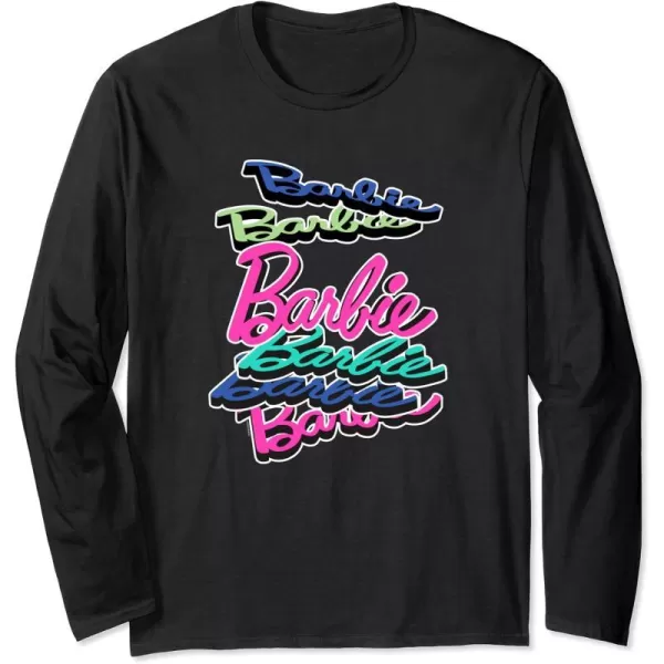 Barbie Falling Logo Long Sleeve TShirtBlack