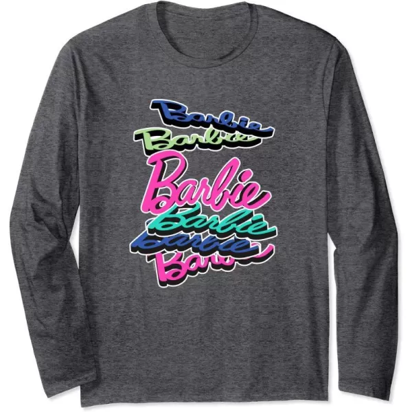 Barbie Falling Logo Long Sleeve TShirtDark Heather Grey