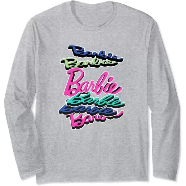 Barbie Falling Logo Long Sleeve TShirtHeather Grey