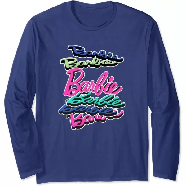 Barbie Falling Logo Long Sleeve TShirtNavy Blue