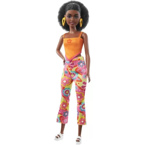 Barbie Fashionistas Doll 198 with Petite Body Curly Black Hair Retro Floral Clothes amp AccessoriesBarbie Fashionistas Doll 198 with Petite Body Curly Black Hair Retro Floral Clothes amp Accessories