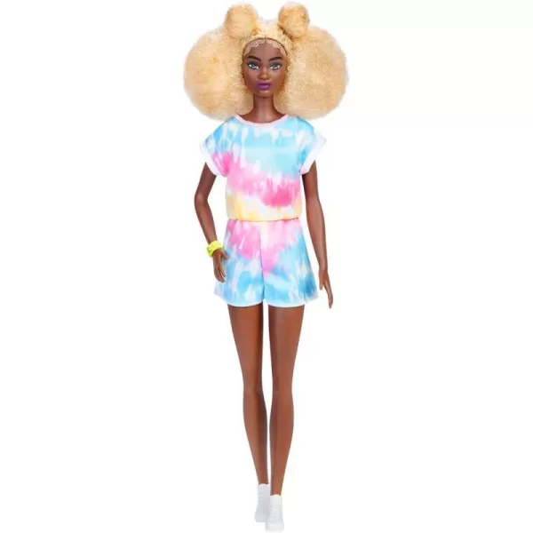 Barbie Fashionistas Doll Tall Blonde Afro with Side Puffs Tiedye Romper Sneakers Yellow Bracelet Toy for Kids 3 to 8 Years OldBarbie Fashionistas Doll Tall Blonde Afro with Side Puffs Tiedye Romper Sneakers Yellow Bracelet Toy for Kids 3 to 8 Years Old