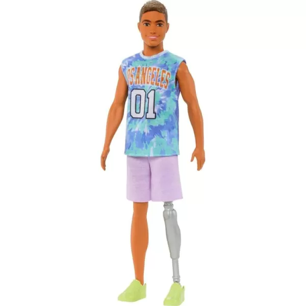 Barbie Fashionistas Ken Fashion Doll 212 with Prosthetic Leg Wearing Removable Los Angeles Jersey Purple Shorts ampamp SneakersMulticolor