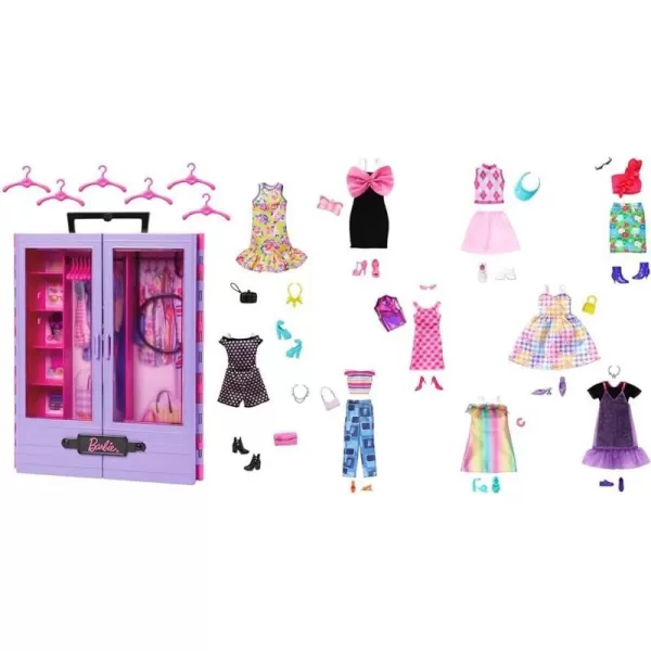 Barbie Fashionistas Playset Ultimate Closet with 6 Hangers and Multiple Storage Spaces Plus FoldOut Clothing RackFashionistas Closet  Extra Fashion Pack