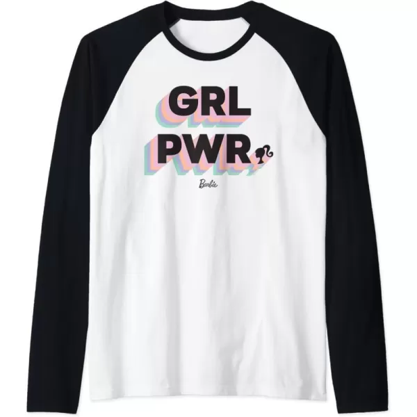 Barbie Girl Power Raglan Baseball TeeBlackWhite