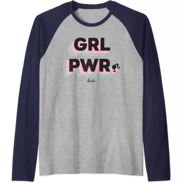 Barbie Girl Power Raglan Baseball TeeNavy BlueAthletic Heather