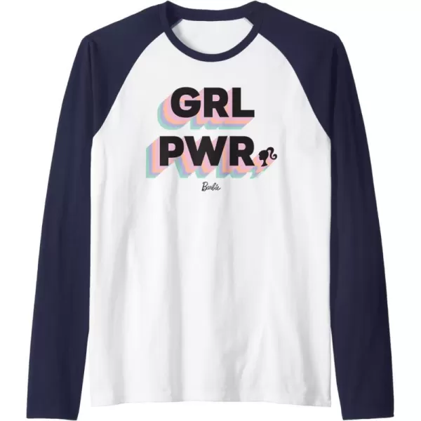 Barbie Girl Power Raglan Baseball TeeNavy BlueWhite