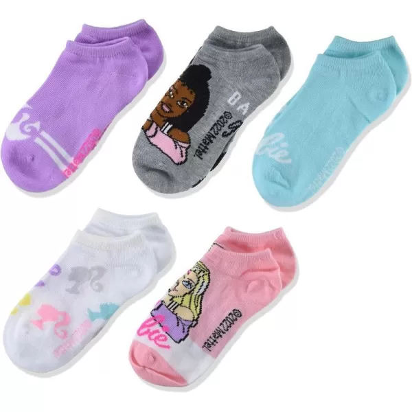 Barbie Girls 5 Pack No Show SocksGrey Assorted