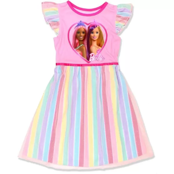 Barbie Girls Rainbow Dress Up Fantasy Gown Nightgown PajamasPink