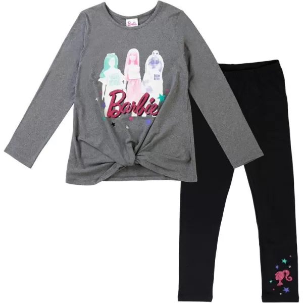 Barbie Girls TShirt and Leggings Outfit Set Toddler to Big KidGrey  Black