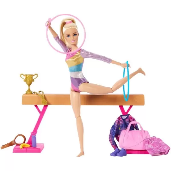 Barbie Gymnastics Doll amp Accessories Playset with Blonde Fashion Doll CClip for Flipping Action Balance Beam WarmUp Suit amp MoreBarbie Gymnastics Doll amp Accessories Playset with Blonde Fashion Doll CClip for Flipping Action Balance Beam WarmUp Suit amp More