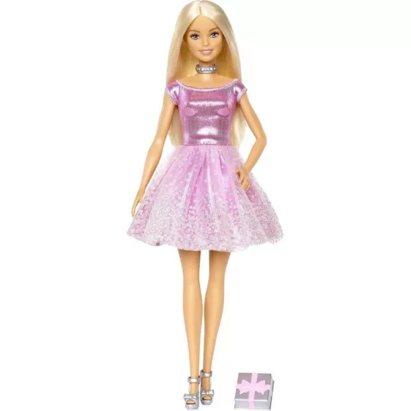 Barbie Happy Birthday Doll Blonde Wearing Sparkling Pink Party Dress with Present 3 to 7 Year OldsBarbie Doll amp Accessory Happy Birthday Barbie