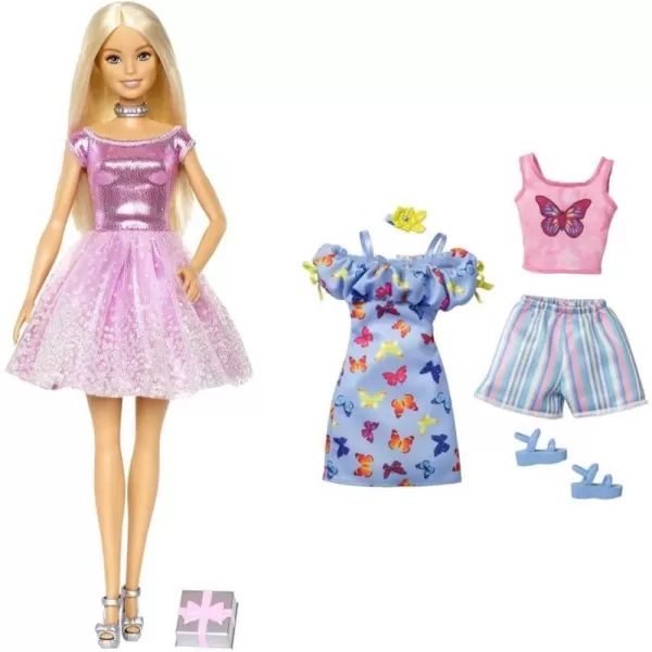 Barbie Happy Birthday Doll Blonde Wearing Sparkling Pink Party Dress with Present 3 to 7 Year OldsBarbieAccessory