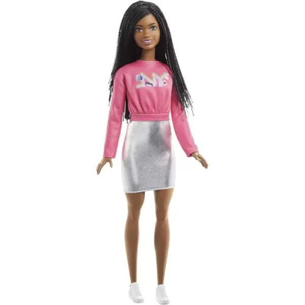 Barbie It Takes Two Doll Brooklyn Fashion Doll with Braided Hair Pink Nyc Shirt Metallic Skirt amp White ShoesCasual Mulicolor