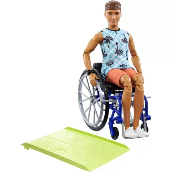 Barbie Ken Fashionistas Doll 167 with Wheelchair and Ramp Wearing TieDye Shirt Black Shorts and Accessories Amazon ExclusiveBeach Pattern