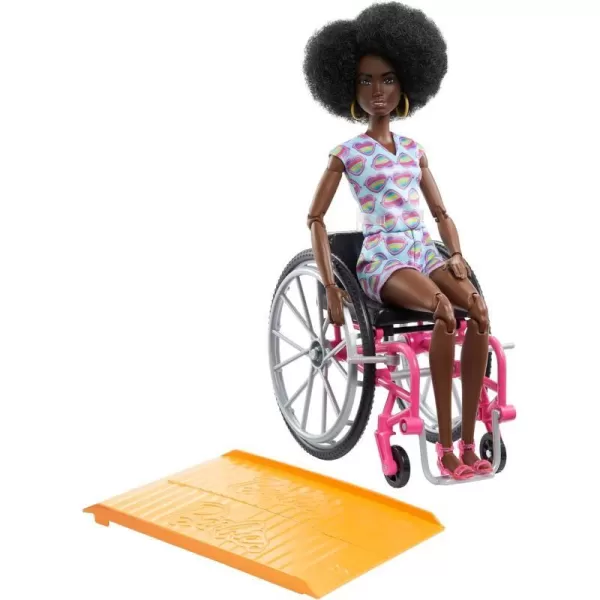 Barbie Ken Fashionistas Doll 167 with Wheelchair and Ramp Wearing TieDye Shirt Black Shorts and Accessories Amazon ExclusiveRainbow Hearts