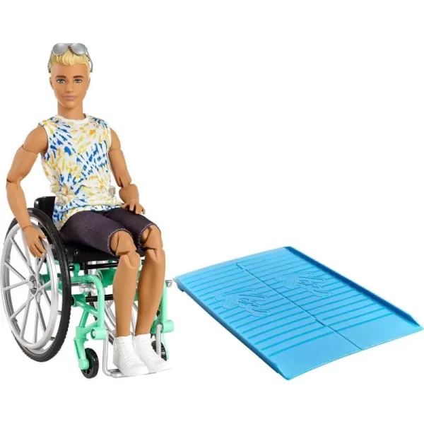 Barbie Ken Fashionistas Doll 167 with Wheelchair and Ramp Wearing TieDye Shirt Black Shorts and Accessories Amazon ExclusiveTieDye