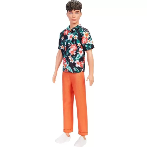 Barbie Ken Fashionistas Doll 184 with Brown Cropped Hair Hawaiian Shirt Orange Pants and White Deck Shoes1 Count Pack of 1