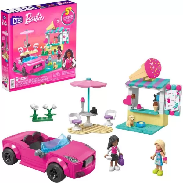 Barbie MEGA Barbie Car Building Toys Playset Dream Camper Adventure With 580 Pieces 4 MicroDolls and Accessories Pink For Kids Age 6 YearsConvertible