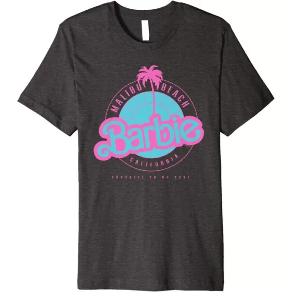 Barbie Malibu Beach California Premium TShirtDark Heather Grey