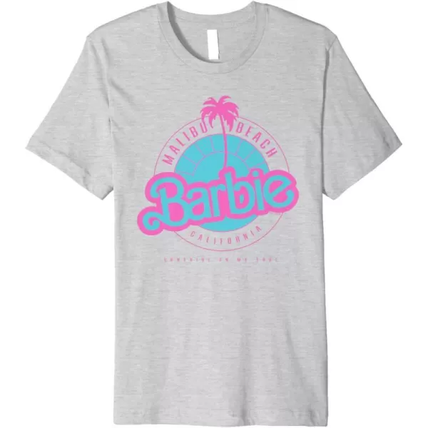 Barbie Malibu Beach California Premium TShirtHeather Grey