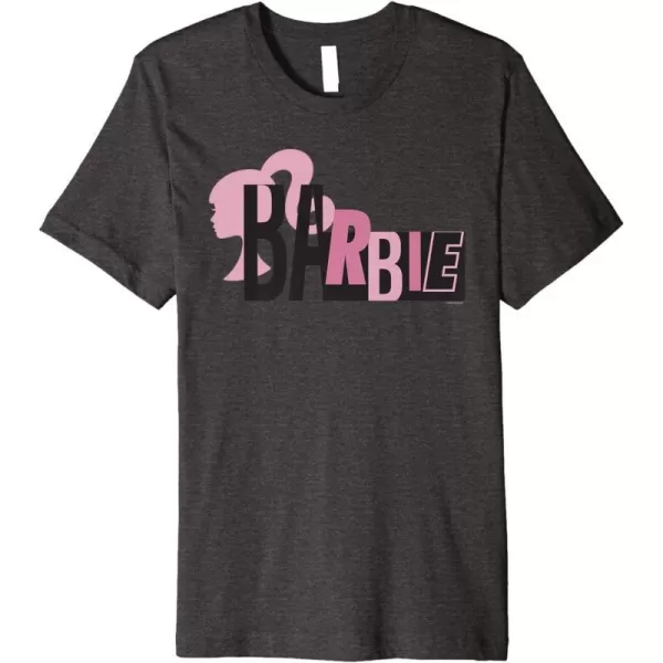 Barbie Mixed Black and Pink Logo Premium TShirtDark Heather Grey