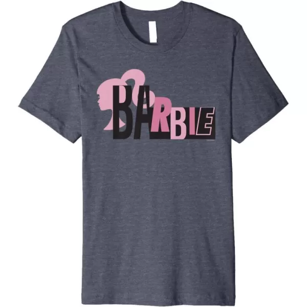 Barbie Mixed Black and Pink Logo Premium TShirtHeather Blue