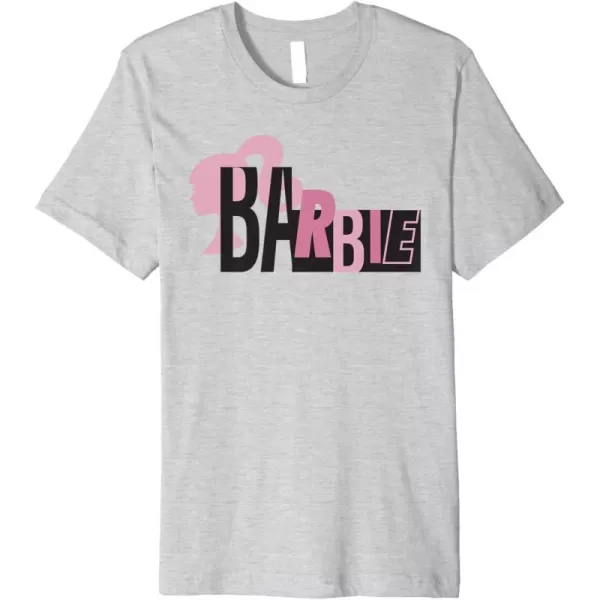 Barbie Mixed Black and Pink Logo Premium TShirtHeather Grey