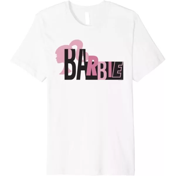 Barbie Mixed Black and Pink Logo Premium TShirtWhite