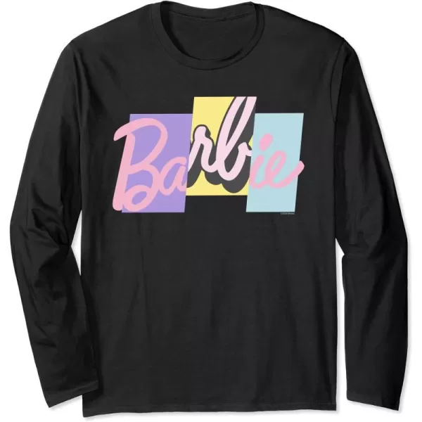 Barbie Mixed Pastel Logo Long Sleeve TShirtBlack