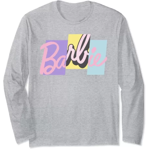 Barbie Mixed Pastel Logo Long Sleeve TShirtHeather Grey